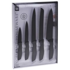 Excellent Houseware Nóż / noże kuchenne stalowe 5el CZARNE zestaw noży uniwersalny