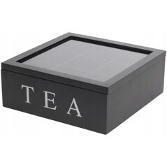 Home Styling Collection Drewniana herbaciarka TEA, 9 przegródek, kolor czarny