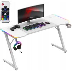 Biurko Huzaro Biurko Gamingowe Komputerowe Huzaro Hero 3.3 White Rgb + Podkładka Xxl