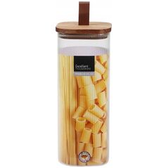 Excellent Houseware Szklany słoik z drewnianą pokrywką, hermetyczne zamknięcie