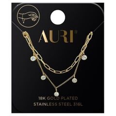 AURI_SET Bransoletka pozłacana Spinacze + Bransoletka pozłacana Cyrkonie