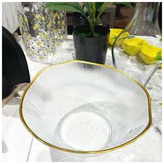 Home Styling Collection Szklana miska ze złotą obwódką DATURA, 21 cm