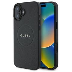 Original Case IPHONE 16 PLUS Guess Hardcase Grained Gold Ring MagSafe (GUHMP16MPGHSMMK) black 3666339303518