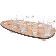 Excellent Houseware Zestaw do przekąsek, 8 szklanek na bambusowej tacy
