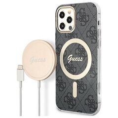 Guess Zestaw Guess GUBPP12MH4EACSK Case+ Charger iPhone 12/12 Pro czarny/black hard case 4G Print MagSafe NoSize