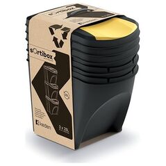 Kosz na śmieci Prosperplast do segregacji 3 x 25L czarny (CEN-80961)