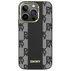 DKNY DKNY Leather Checkered Mono Pattern MagSafe - Etui iPhone 13 Pro (czarny)