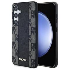 DKNY DKNY Leather Checkered Mono Pattern MagSafe - Etui Samsung Galaxy S24+ (czarny)