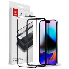 Crong Crong Anti-Bacterial 3D Armour Glass - Szkło hartowane 9H Full Glue do iPhone 16 Pro + ramka instalacyjna