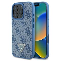Original Case IPHONE 16 PRO MAX Guess Hardcase Leather 4G Triangle Strass MagSafe (GUHCP16XP4TDPB) blue 3666339327477