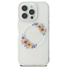 Original Case IPHONE 16 Guess Hardcase IML Flowers Wreath MagSafe (GUHMP16SHFWFCT) transparent 3666339311421