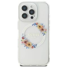 Original Case IPHONE 16 PRO MAX Guess Hardcase IML Flowers Wreath MagSafe (GUHMP16XHFWFCT) transparent 3666339311452