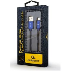 Kabel USB Gembird USB-A - USB-C 1 m Czarno-niebieski (CC-USB2J-AMLCML-1M)