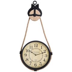 KMTP Zegar wiszący na plecionym sznurze w stylu Loft 33cm na baterie