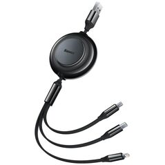 Kabel USB Baseus USB-A - USB-C + microUSB + Lightning 1.1 m Czarny (BSU3382BLK)