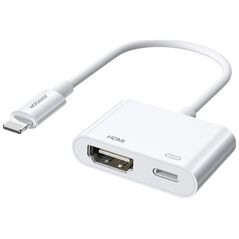 Adapter USB Joyroom Joyroom adapter przejściówka ze złącza Lightning (męski) na cyfrowe HDMI (żeński) + Lightning (żeński) FullHD 1080p 60Hz biały (S-H141 white)