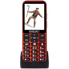 Smartfon Evolveo EVOLVEO EasyPhone LT, mobilní telefon pro seniory s nabíjecím stojánkem, červená