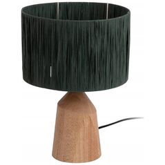 Bigbuy Home Lampa stołowa TRAPEZE z drewnianą podstawą, Ø 25 cm