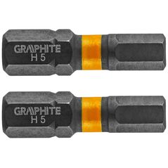 Graphite Końcówka wkrętakowa (Bity udarowe HEX5 x 25 mm, 2 szt.)