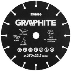 Graphite Tarcza Tnąca Hm Do Drewna I Tworzyw Sztucznych 230 X 22.2 mm 55h699 Graphite