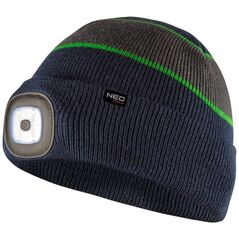 Neo Czapka z latarką (Czapka z latarką LED, granatowo-szaro-zielona PREMIUM)