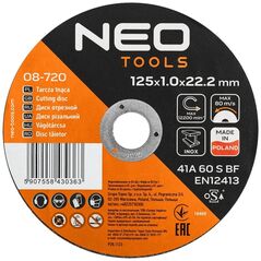 Neo Tarcze tnące do metalu/INOX 125 x 1.0 x 22,2mm, 41 A60-S-BF, 25 szt. kartonik. Wyprodukowano w PL