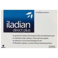 Iladian Direct Plus tabletki dopochwowe łagodzące objawy infekcji intymnych 10 tabletek