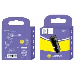 Ładowarka Vega ŁADOWARKA SAMOCHODOWA 2,4A CZARNA DENMEN 2400mA DUAL 2XUSB DZ17>