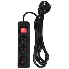 Neo Przedłużacz listwowy 1.5m, 3x1.5mm2, 3G, czarny, ON/OFF