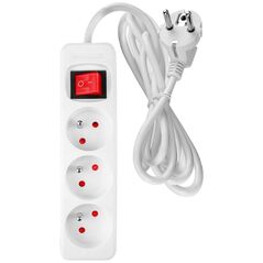 Neo Przedłużacz listwowy 5m, 3x1.5mm2, 3G, biały, ON/OFF