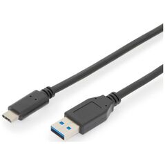 Kabel USB Digitus USB-A - USB-C 1 m Czarny (AK-300146-010-S)