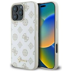 Original Case IPHONE 16 PRO Guess Hardcase Peony Script Logo MagSafe (GUHMP16LPGPYSH) white 3666339345587