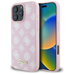 Original Case IPHONE 16 PRO Guess Hardcase Peony Script Logo MagSafe (GUHMP16LPGPYSP) pink 3666339345549