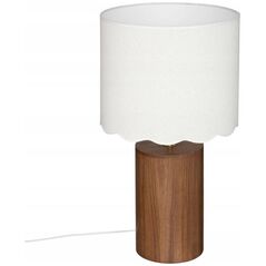 Lampa stołowa Atmosphera Lampa stołowa z białym abażurem VANIA, drewniana podstawa, Ø 28 cm