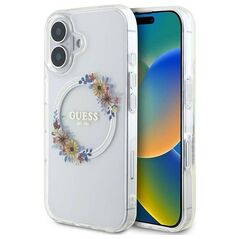 Original Case IPHONE 16 PLUS Guess Hardcase IML Flowers Wreath MagSafe (GUHMP16MHFWFCT) transparent 3666339311438