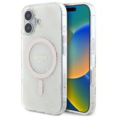 Original Case IPHONE 16 Guess Hardcase IML 4G Background MagSafe (GUHMP16SH4DTEH) white 3666339302153