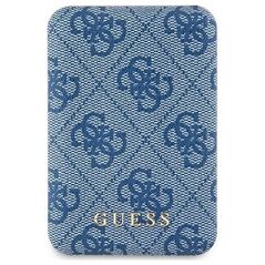 Powerbank Guess Guess Powerbank indukcyjny 15W GUPB5FP4EMGB 5000mAh niebieski/blue 4G Leather Metal Logo MagSafe