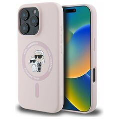 Karl Lagerfeld case for iPhone 16 Pro 6,3&quot; KLHMP16LSCMKCRHP pink hardcase Silicone KC Heads Ring MagSafe 3666339318789