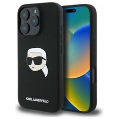 Karl Lagerfeld case for iPhone 16 Pro Max 6,9&quot; KLHMP16XSKHPPLK black hardcase Silicone KL Head Print MagSafe 3666339319670