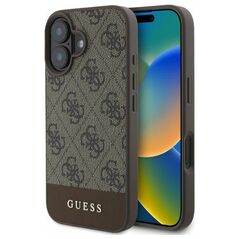 Guess case for iPhone 16 6,1&quot; GUHCP16SG4GLBR brown hardcase 4G Bottom Stripe 3666339344924