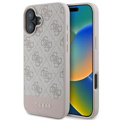Guess case for iPhone 16 Plus 6,7&quot; GUHCP16MG4GLPI pink hardcase 4G Bottom Stripe 3666339345457