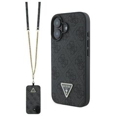 Guess case for iPhone 16 6,1&quot; GUHCP16SP4TDSCPK Leather Metal Logo Strass Crossbody black 3666339328603