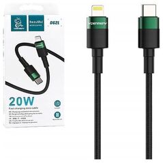 Kabel USB Denmen KABEL USB TYP-C DO IPHONE PD USB-C 3,6A DENMEN CZARNY OPLOT 1M D62 20W