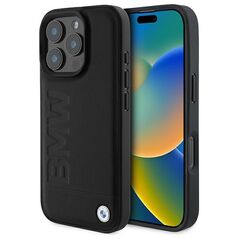 BMW case for iPhone 16 Pro Max 6,9&quot; BMHMP16XSLLBK Hardcase Leather Hot Stamp MagSafe black 3666339311698