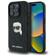 Karl Lagerfeld case for iPhone 16 Pro 6,3&quot; KLHCP16LPGKLKIPK black Hard Monogram Karl Head Pin 3666339329563