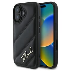 Karl Lagerfeld case for iPhone 16 Plus 6,7&quot; KLHCP16MPQDSMGK black Hard Quilted Signature 3666339317737