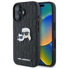 Karl Lagerfeld case for iPhone 16 6,1&quot; KLHCP16SPGKLKCPK black Hard Monogram Karl&Choupette Head Pin 3666339329365