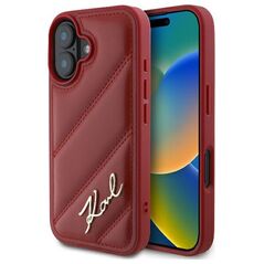Karl Lagerfeld case for iPhone 16 6,1&quot; KLHCP16SPQDSMGR red Hard Diagonal Quilted Script 3666339317768