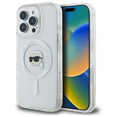 Karl Lagerfeld case for iPhone 16 Pro 6,3&quot; KLHMP16LHLSKIH white Hard IML Metal Karl Head MagSafe 3666339318062