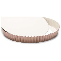 Patisse kształt quiche z luźnym dnem 28 cm stal miedź/beż